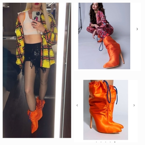 AZALEA WANG MAKE YOU‎ ACT UP STILETTO BOOTIE IN ORANGE - Picture 1 of 3